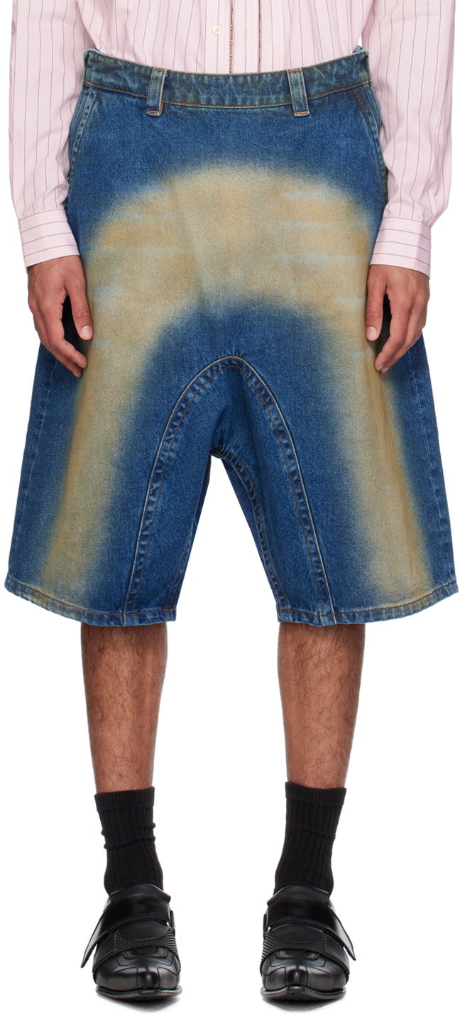 Къси панталони Y/PROJECT Sprayed Denim Shorts Синьо | 207SO001, 0