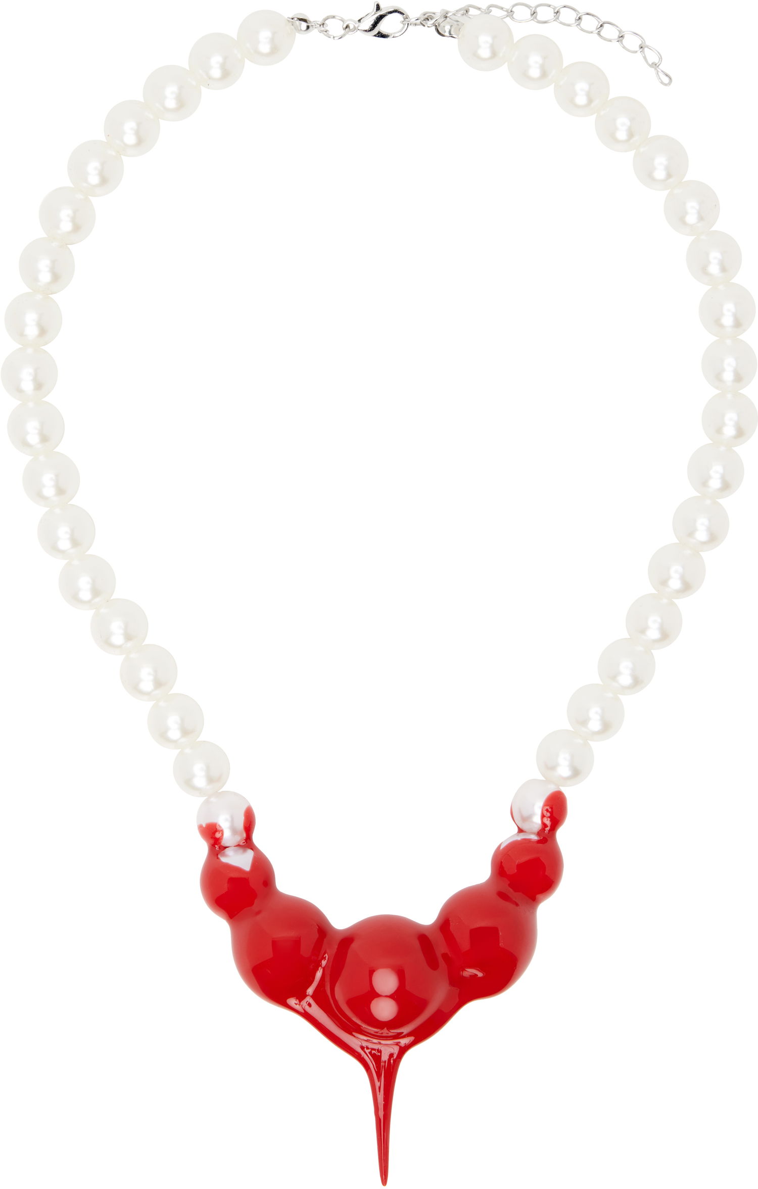 Колие Ottolinger Ottolinger Pearl Necklace with Red Pendant Червено | 125-902925-01, 0
