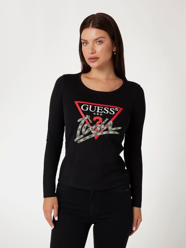 Тениска GUESS Long Sleeve Graphic T-Shirt Черно | W4BI21I3Z14, 0