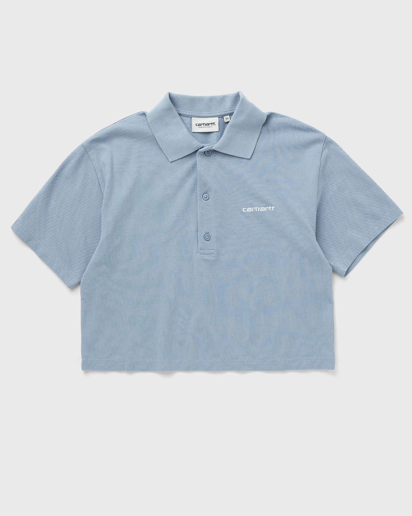 Поло тениска Carhartt WIP Women's Short Sleeve Script Polo Shirt Синьо | I034553-0F4.XX