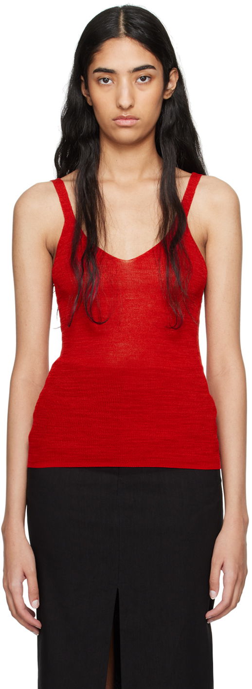 Потник ISABEL MARANT Ribbed Knit Tank Top Червено | PU0501FA-B3L04I