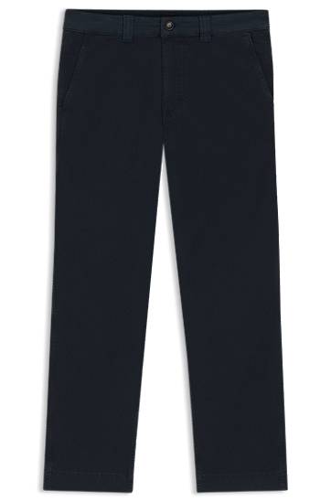 Панталони BOSS Stretch Cotton Twill Straight-Fit Trousers Тъмно синьо | 50542911
