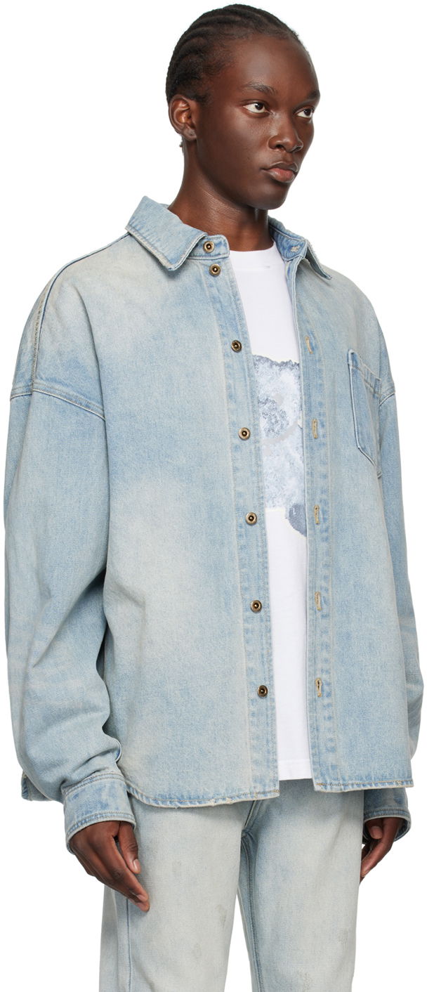 Риза We11done Washed Denim Shirt Синьо | WD-DB2-24-354-U-SK, 1