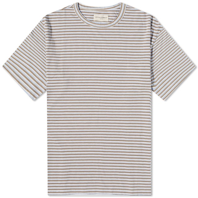 Slub Cotton Stripe T-Shirt "Ecru/Blue"