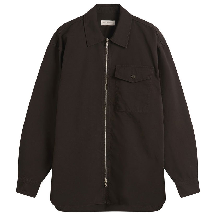Яке Dries Van Noten Dries Van Noten Overdyed Double Weave Cotton Shirt Jacket Кафяво | 252-020792-2101-703