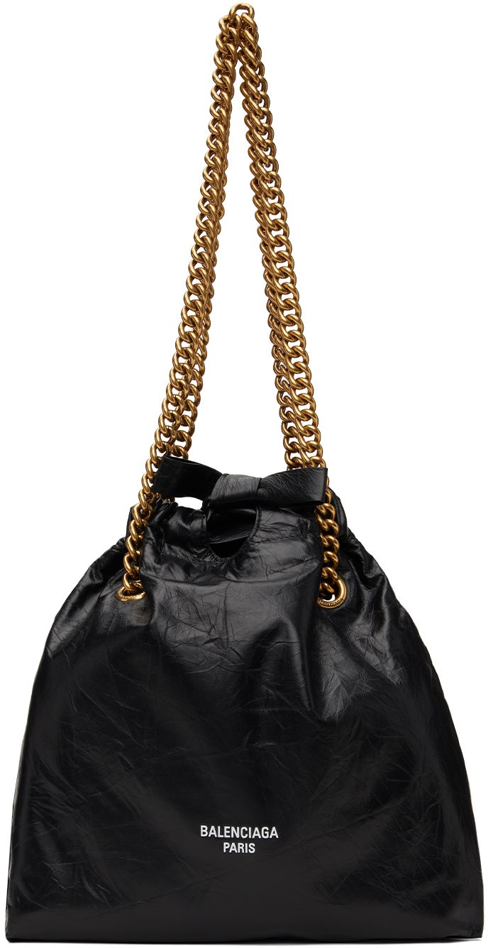 Голяма пазарска чанта Balenciaga Small Crush Tote Bag Черно | 742942 210IT, 0