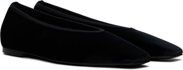 Кецове и обувки TOTEME TOTEME Minimalist Velvet Ballerina Flats Черно | 251-WAS0218-FB0361, 3