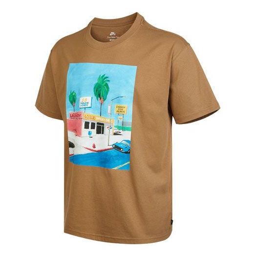 Тениска Nike SB Nike SB T-Shirt with Cartoon Landscape Print Кафяво | DR7766-258