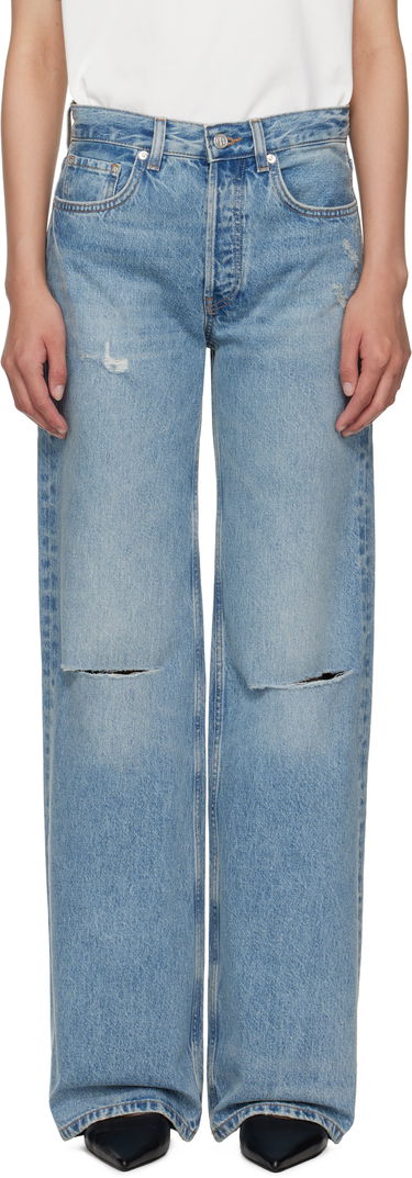 Дънки Anine Bing Anine Bing Hugh Distressed Wide Leg Jeans Синьо | A-06-10852-WHD51, 0