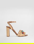Dolce & Gabbana Frayed Raffia High-Heeled Sandals with Embellishments