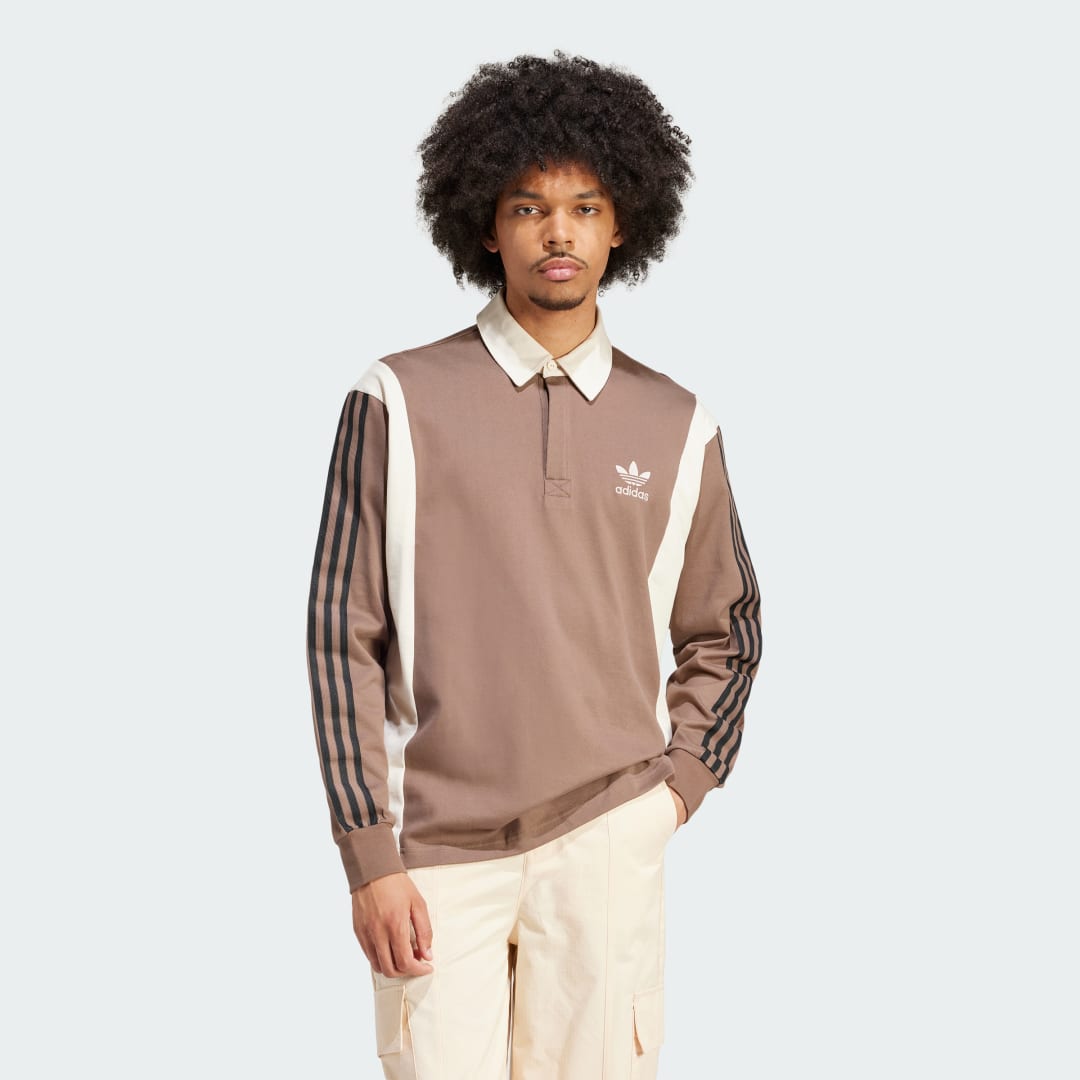 Поло тениска adidas Originals Rugby Shirt Кафяво | IS1405, 0