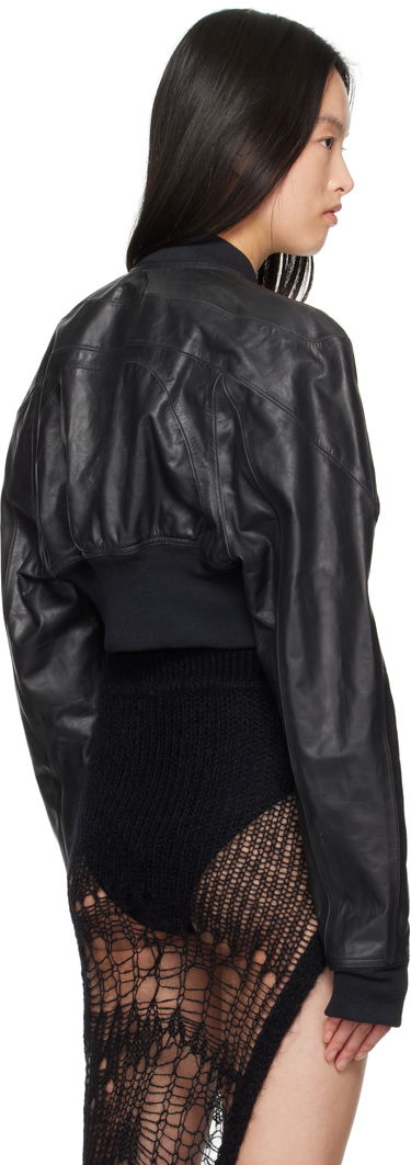 Яке бомбър Rick Owens Rick Owens Hollywood Girdered Cropped Leather Bomber Jacket Черно | RP01E7713 LTP, 2