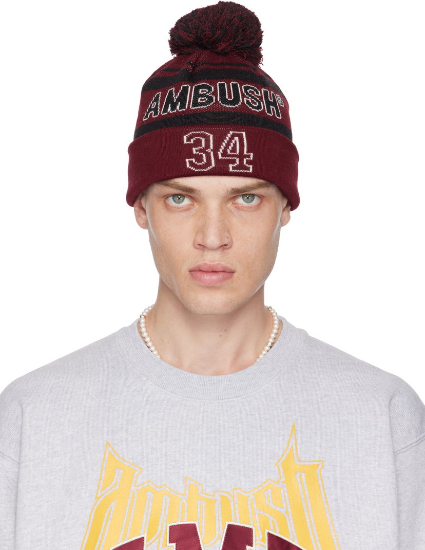 Шапка Ambush Stadium Logo-Embroidered Beanie Червено | BMLC003F24KNI0012810