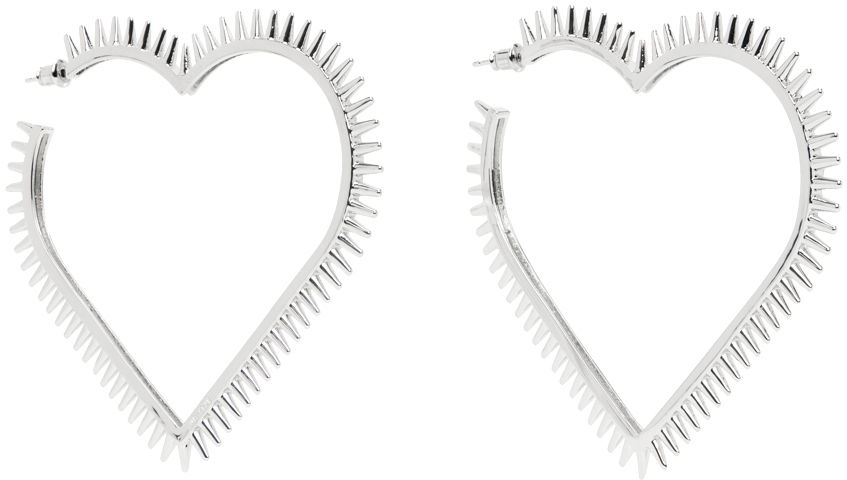 Обеци We11done We11done Large Spike Heart Earrings Металик | WD-AJ1-23-514-U-SV, 1