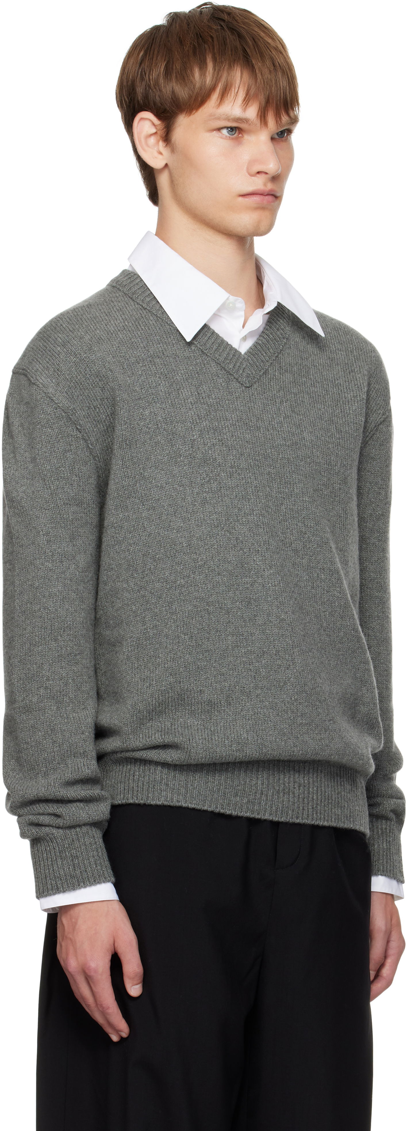 Пуловер The Row The Row Horik V-Neck Sweater Сиво | 1023-Y960, 1