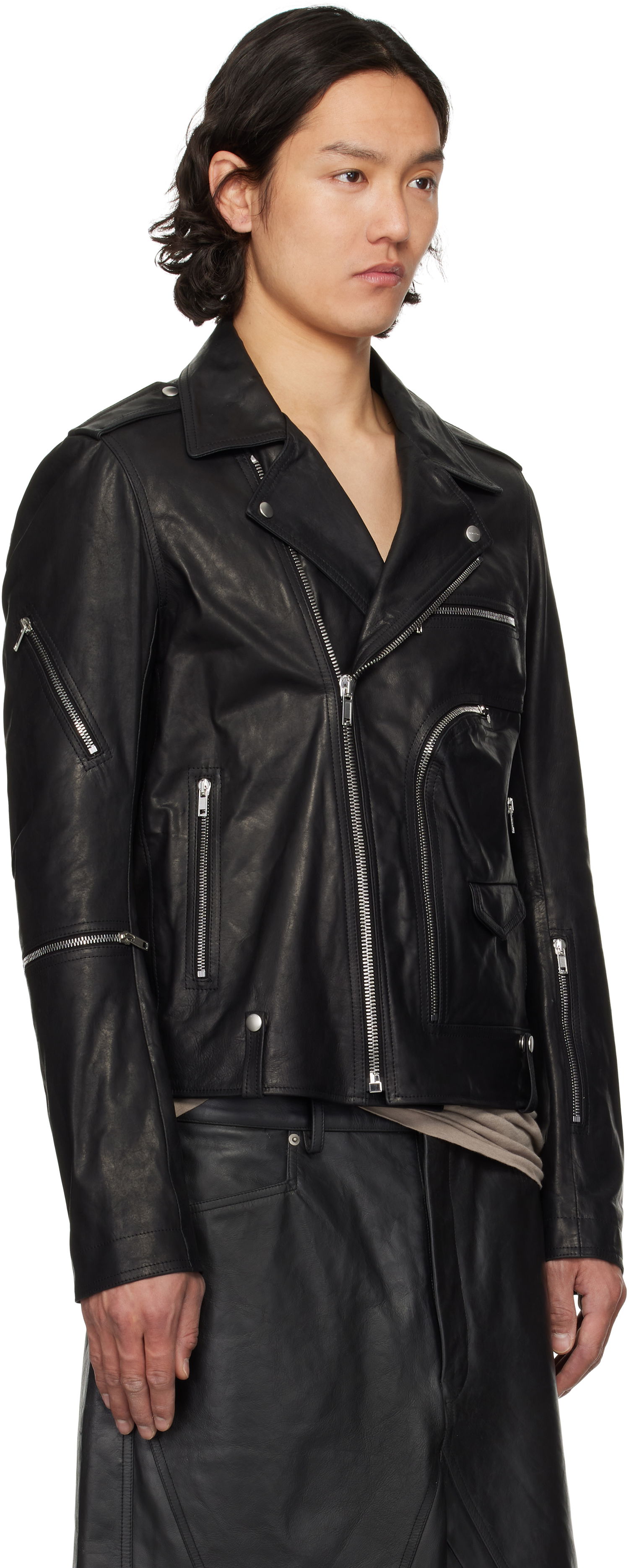 Яке Rick Owens Rick Owens Hollywood Bauhaus Stooges Leather Jacket Черно | RU01E5765 LSU, 1