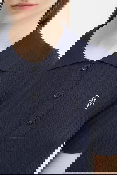 Поло тениска Sporty & Rich Sporty & Rich SRC Ribbed Polo Shirt Тъмно синьо | WS069620305BL106, 3