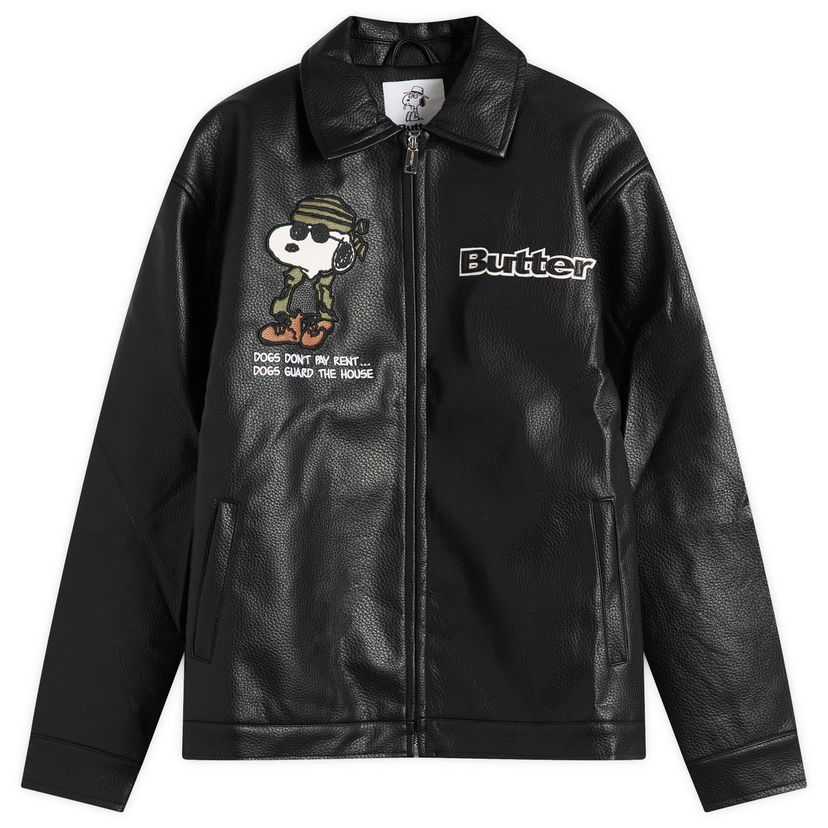 Яке Butter Goods Peanuts Guard Dog PU Leather Jacket Черно | BGBP241001-BLK