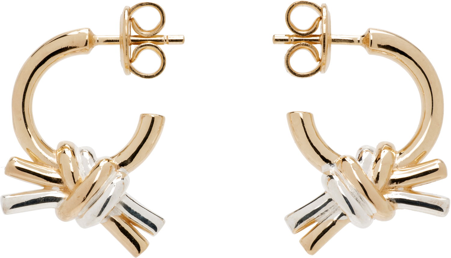 Обеци Bottega Veneta Bottega Veneta Knot Gold & Silver Hoop Earrings Металик | 838167 V507D, 0
