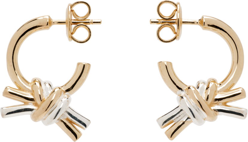 Обеци Bottega Veneta Bottega Veneta Knot Gold & Silver Hoop Earrings Металик | 838167 V507D