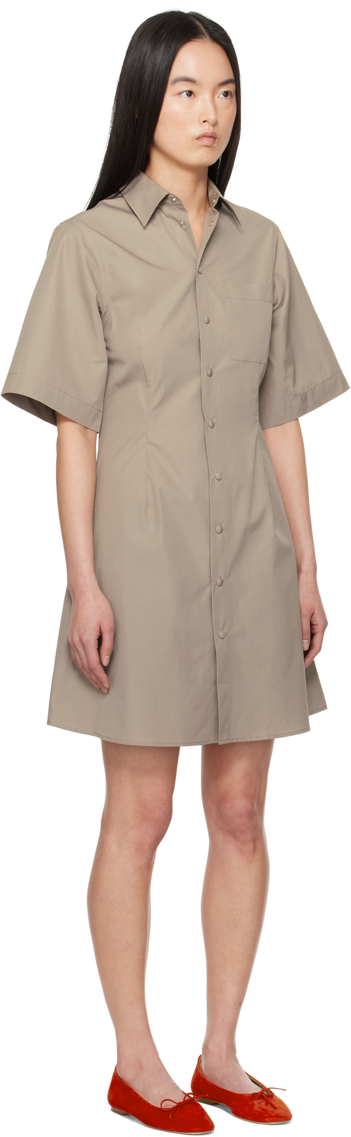 Pокля AMI AMI Paris Short Sleeve Shirt Minidress Бежово | FDR162.CO0076, 1