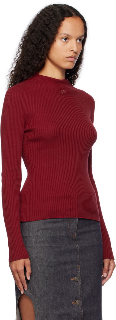 Тениска Courrèges Long Sleeved Fitted Sweater Червено | 124MPU128FI0049, 3