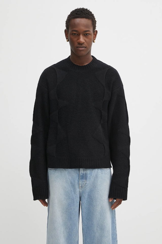 Textured Knit Crewneck Sweater