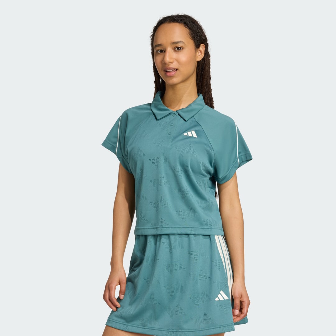 Поло тениска adidas Performance Stadium 3-Stripes Tennis Inspired Jacquard Polo Tee Тюркоазено | JY3424, 0