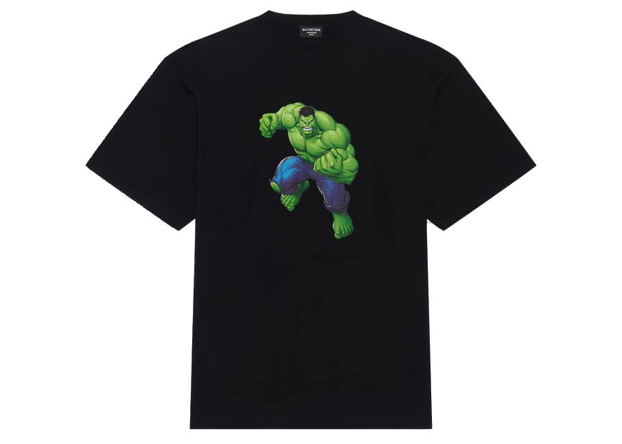 Тениска Balenciaga Hulk 2021x MARVEL Medium Fit T-shirt Черно | 612966TLV591000, 0