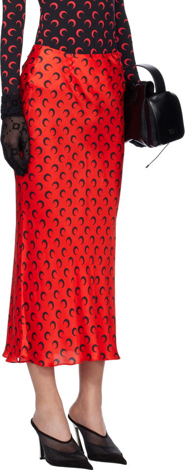 Пола Marine Serre Marine Serre Moon Print Satin Midi Skirt Червено | WSK070A CWOV0060, 1