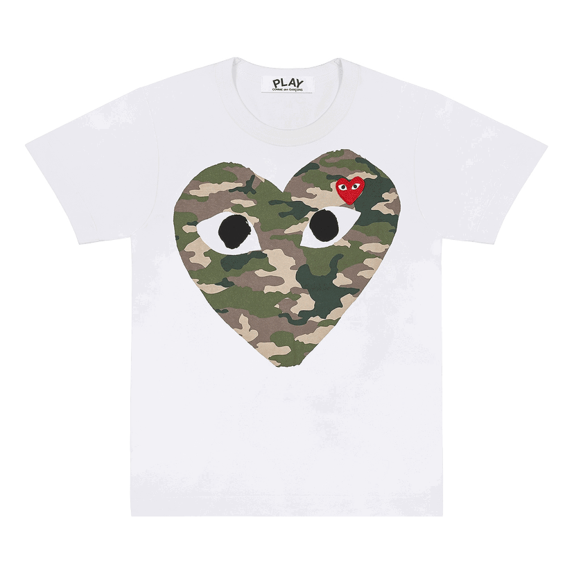 Тениска Comme des Garçons PLAY Camouflage Heart T-Shirt Бяло | AZ T241 051 1