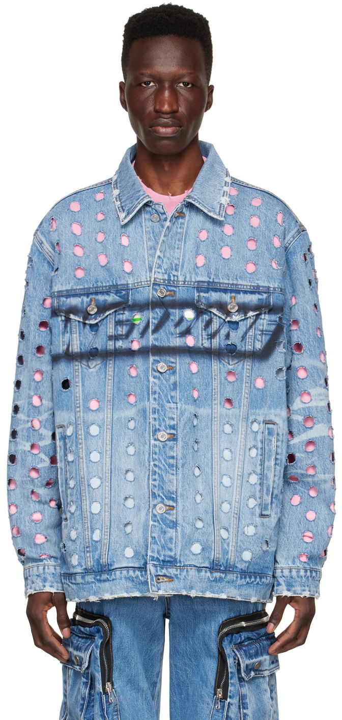 Яке We11done We11done Logo Distressed Denim Jacket Синьо | WD-DJ1-22-355-U-BL, 0