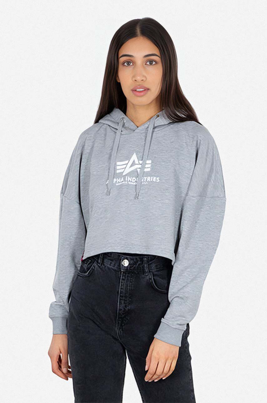 Суитчър Alpha Industries Cropped Hoodie With Print Сиво | 116057.230, 0