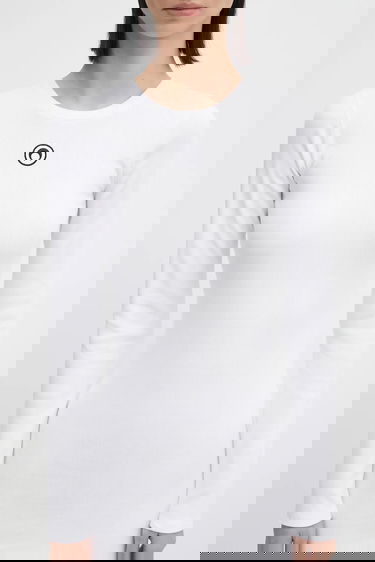 Pокля Marine Serre Marine Serre Moon Logo Ribbed Jersey Mini Dress Бяло | WDR267ACJER0011, 3