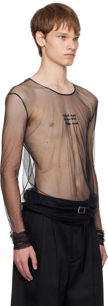 Тениска Ann Demeulemeester Ann Demeulemeester 'Angel Divine' Sheer Long Sleeve T-Shirt Черно | B0013163-FA585-099, 1