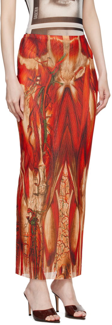 Пола Jean Paul Gaultier Jean Paul Gaultier 'The Écorché' Maxi Skirt Червено | 24/30-F-JU124-T554-301540, 1