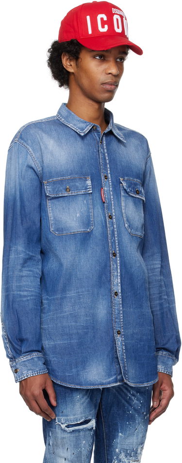 Риза DSQUARED2 Dsquared2 Dan Worker Pocket Denim Shirt Синьо | S74DM0904_S30341, 1