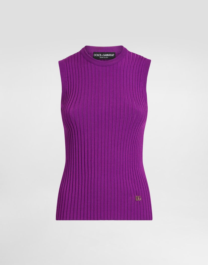 Потник Dolce & Gabbana Dolce & Gabbana Ribbed Knit Viscose Tank Top Лилаво | FXT53TJFMZYF0373