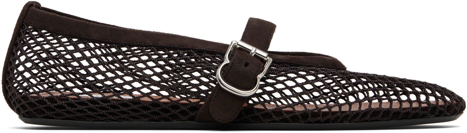 Кецове и обувки Alaïa ALAÏA Fishnet Ballerina Flats Кафяво | AA3A029TK061, 0