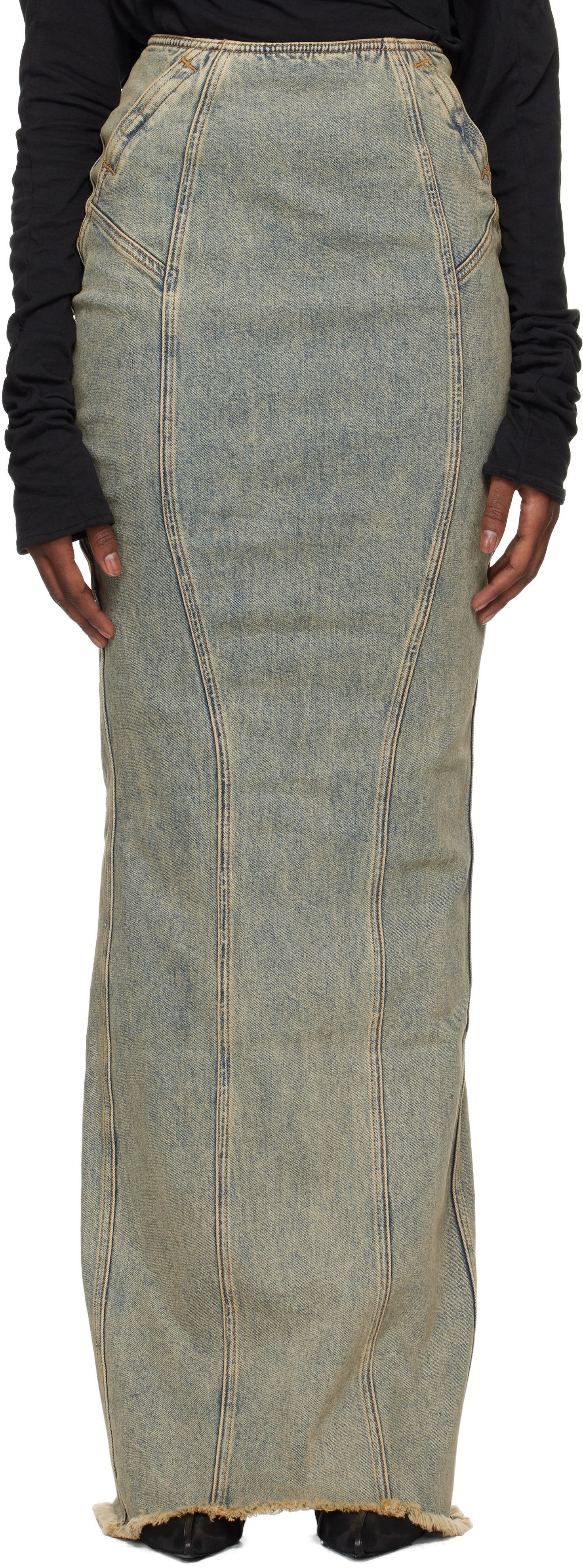 Пола Entire Studios Channel Denim Maxi Skirt Синьо | ES2572SW, 0