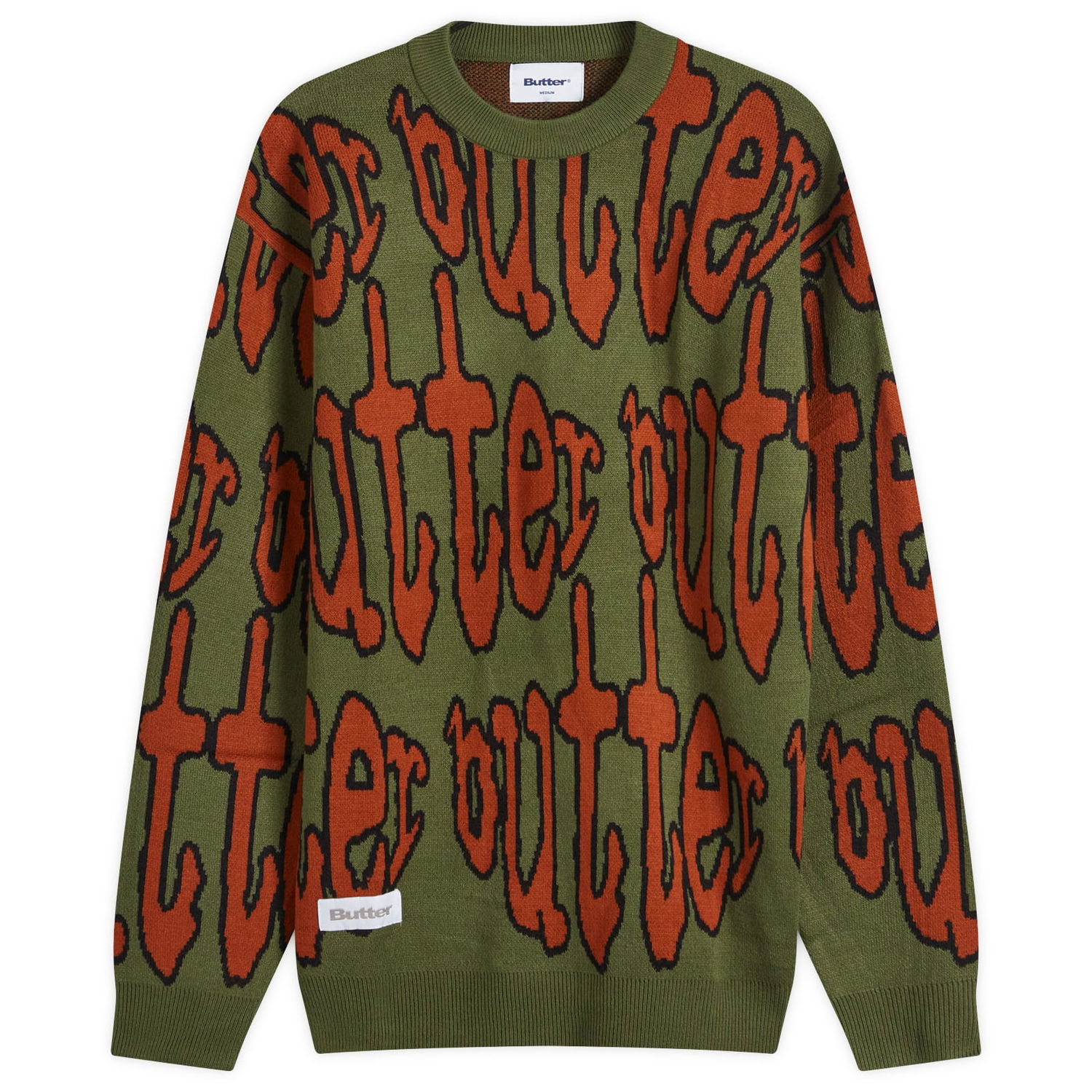 Пуловер Butter Goods Green Knit Jumper with Graphic Print Зелено | BGQ4240083-FAT, 0