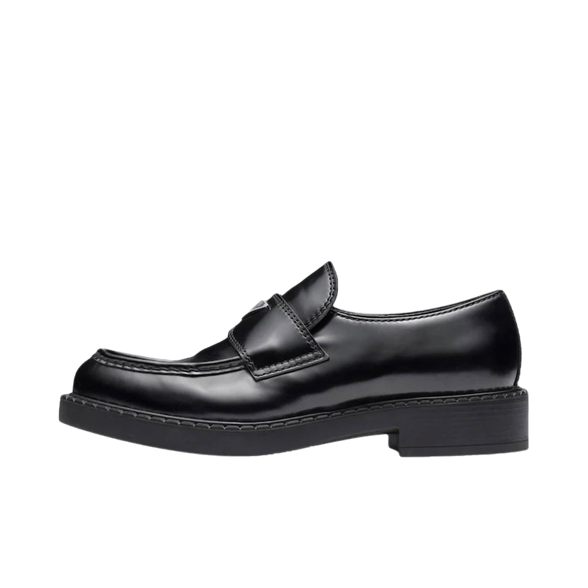 Кецове и обувки Prada 35mm Loafer 'Black Brushed Leather' Черно | 2DE127_055_F0002