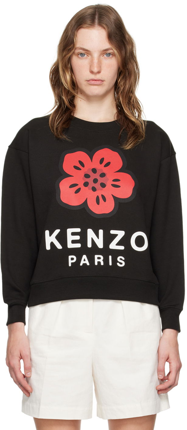 Суитчър KENZO Black Paris Boke Flower Sweatshirt Черно | FE62SW1604MT