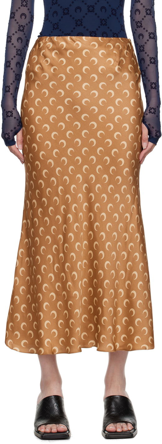 Пола Marine Serre Tan All Over Moon Flou Midi Skirt Бежово | WSK070A, 0