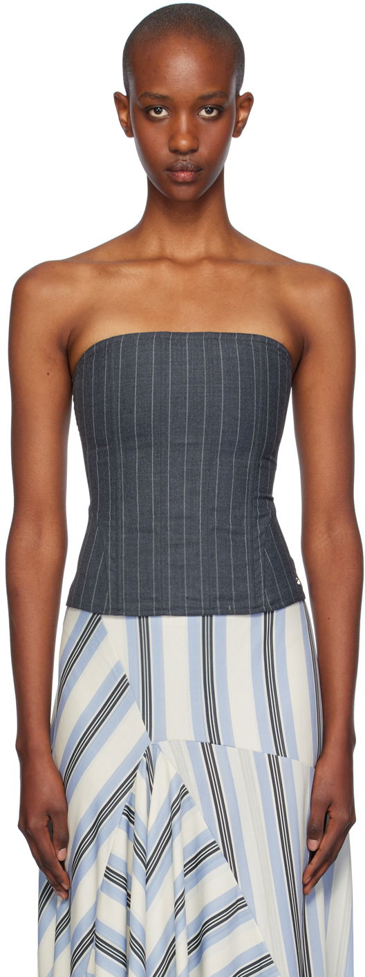 Потник Miaou Miaou Libra Pinstriped Corset Top Синьо | 7063PSWPSW, 0