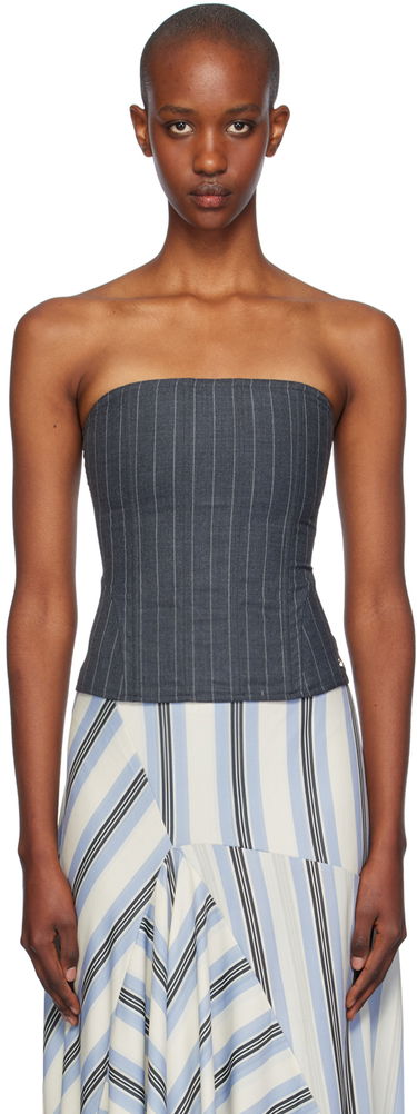Потник Miaou Miaou Libra Pinstriped Corset Top Синьо | 7063PSWPSW, 0