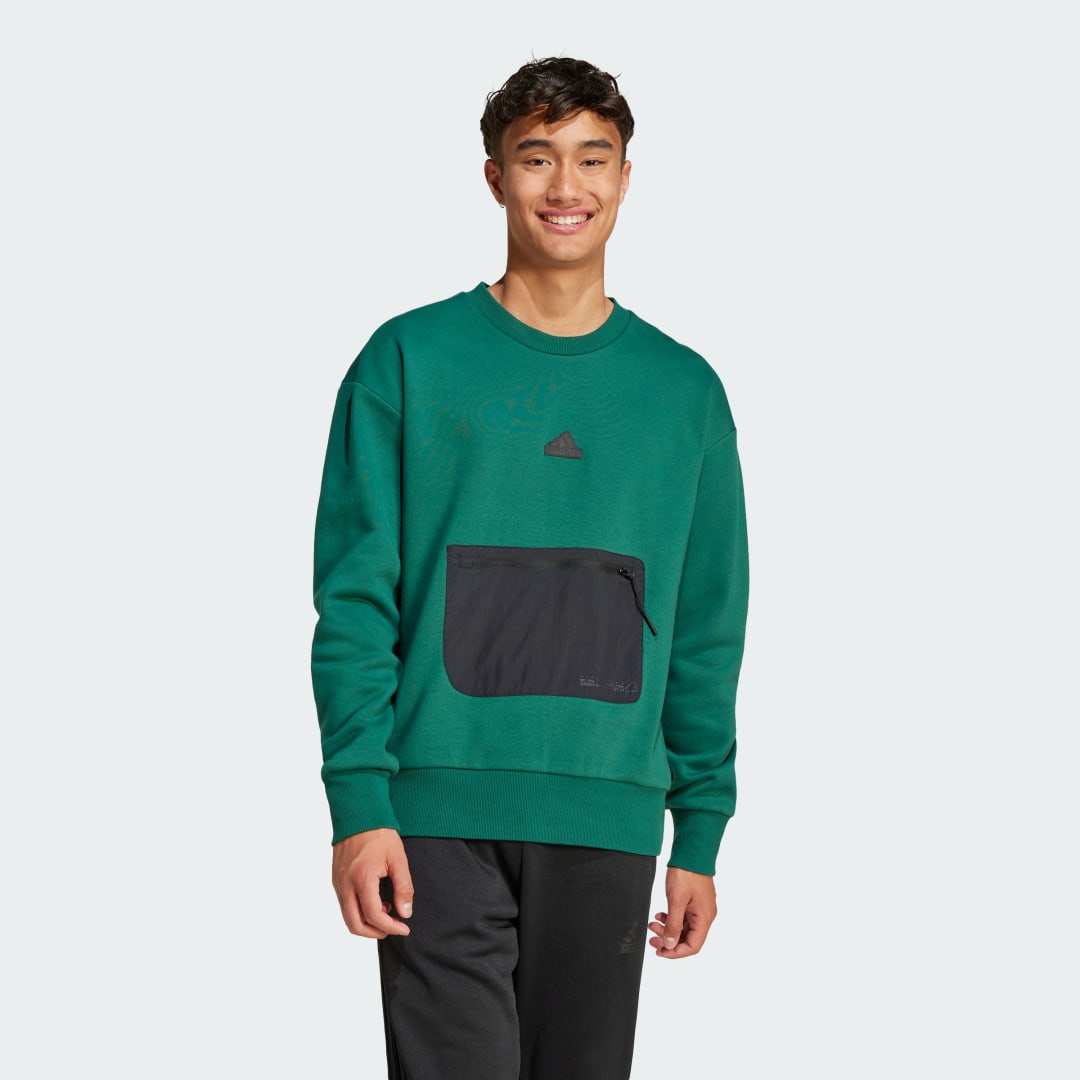 Пуловер adidas Performance Fleece Sweatshirt with Pocket Зелено | IY1523, 0