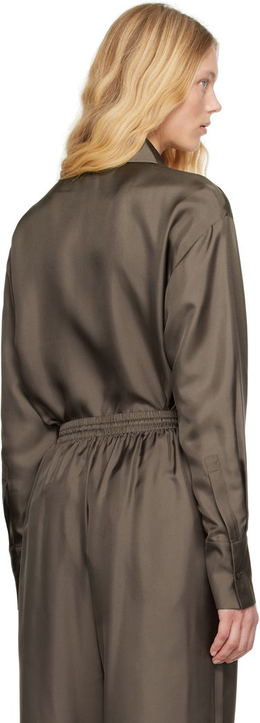 Риза Róhe Signature Elongated Silk Shirt Кафяво | 415-19-085, 2