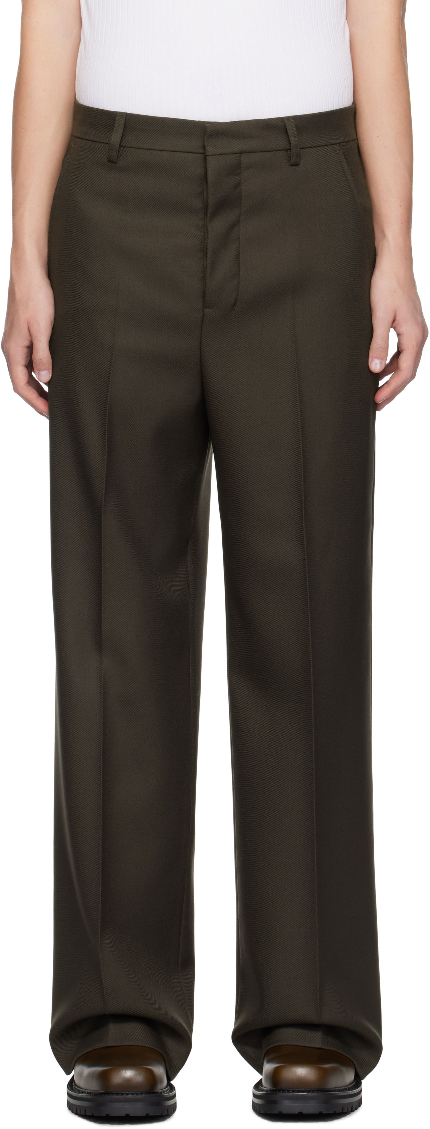 Панталони AMI Wide Trousers Кафяво | HTR423.WV0053, 0