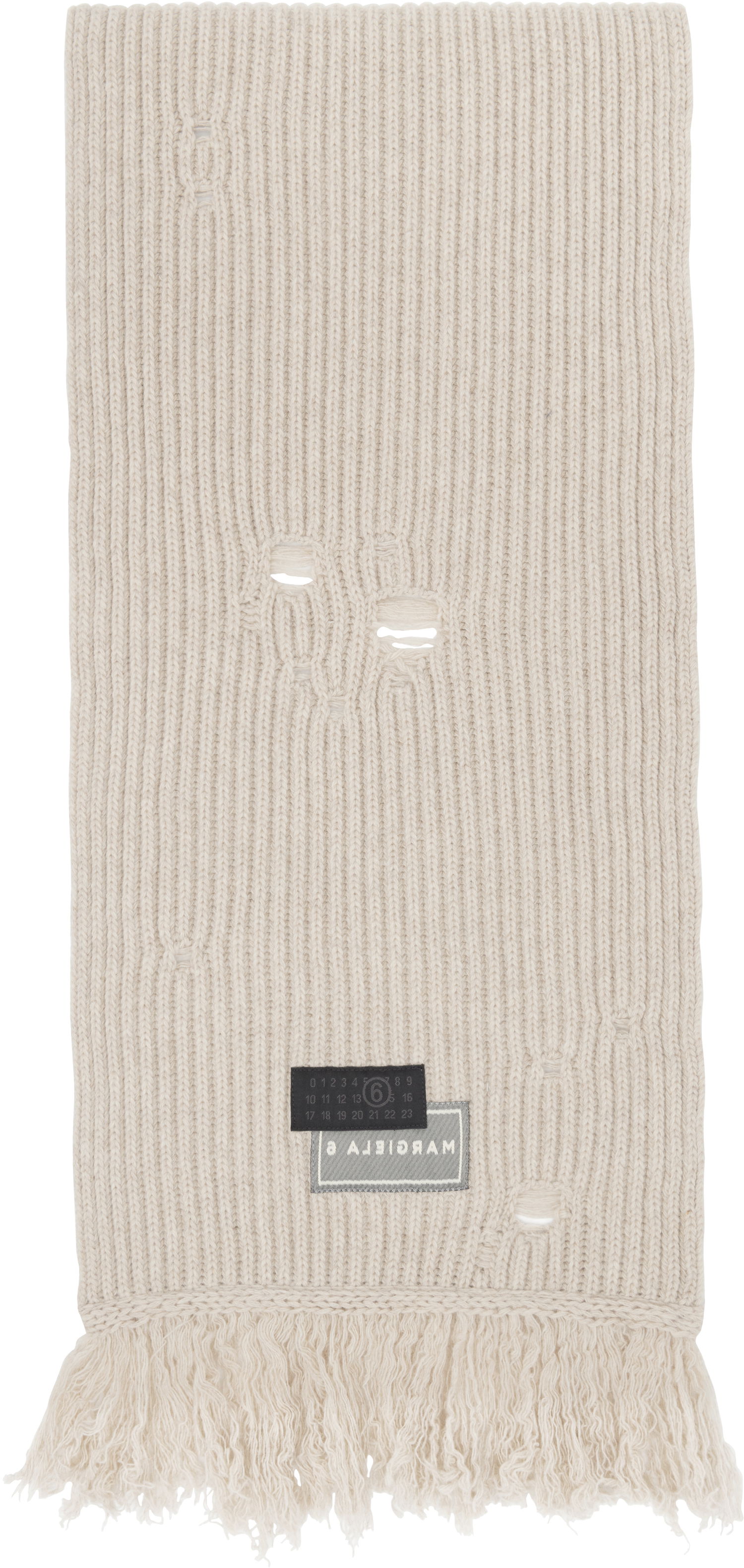 Шал Maison Margiela MM6 Maison Margiela Wool Distressed Fringed Scarf Бежово | S52TE0056 M13138, 0
